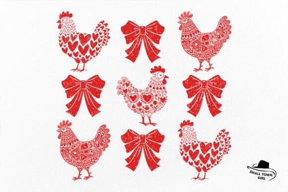 Charming Coquette Bow Heart Chicken Valentine PNG for Creative Projects
