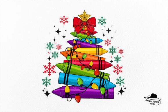 Christmas Crayon Tree Teacher Pencil Png: A Festive Design Asset