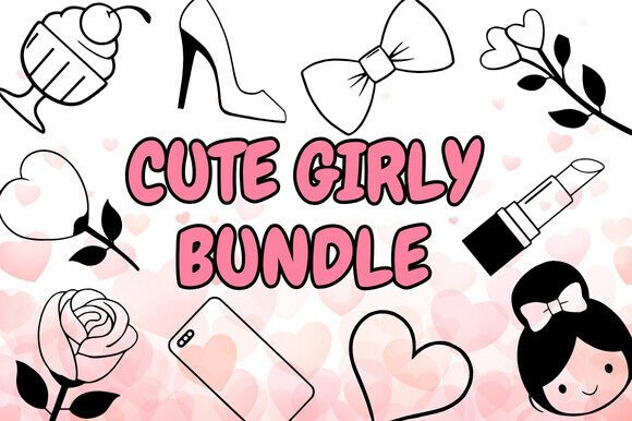 Cute Girly Lineart: Versatile Vector Graphics for Modern Design