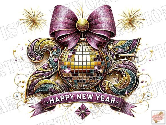 Elegant Pink Gold Coquette New Year 2025 Designs
