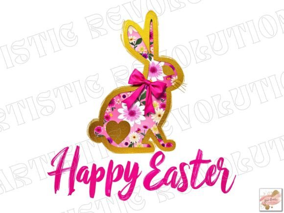 Elevate Spring Designs with a 3D Happy Easter PNG Floral Bunny