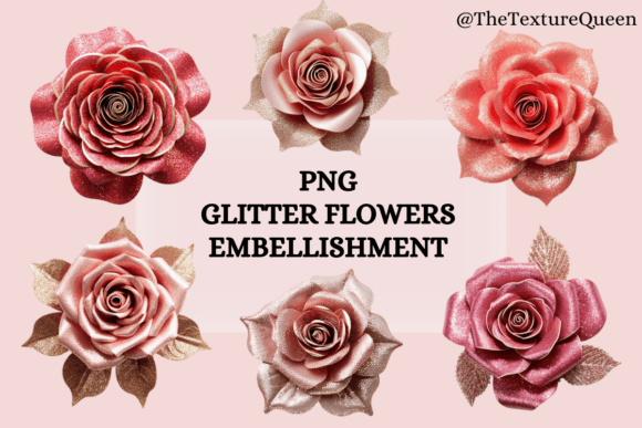 Elevate Your Designs with Glitter Rose PNG Embellishments