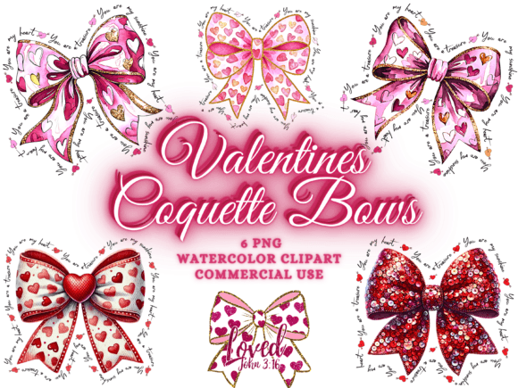 Elevate Your Designs with the Pink Coquette Valentine Bow PNG Bundle