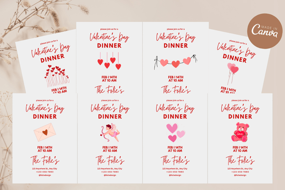 Elevate Your Event with a Cohesive Valentine's Dinner Invitation Bundle
