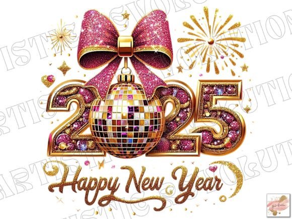 Glitter Gold Happy New Year 2025 Png: A Designer's Festive Asset
