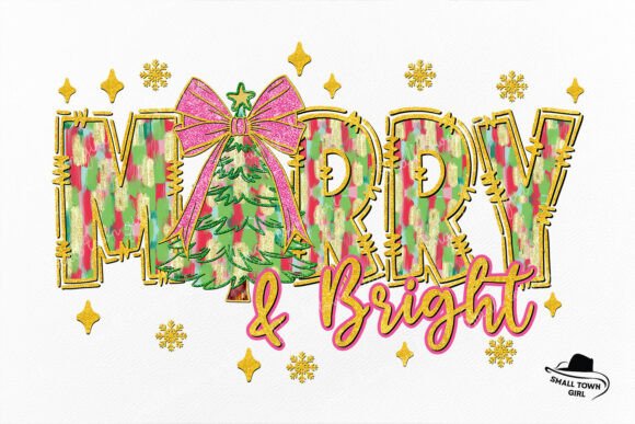 Glitter Pink Christmas: Merry and Bright Design Assets