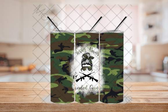 Messy Buns & Loaded Guns: A Bold Tumbler PNG for Dynamic Design