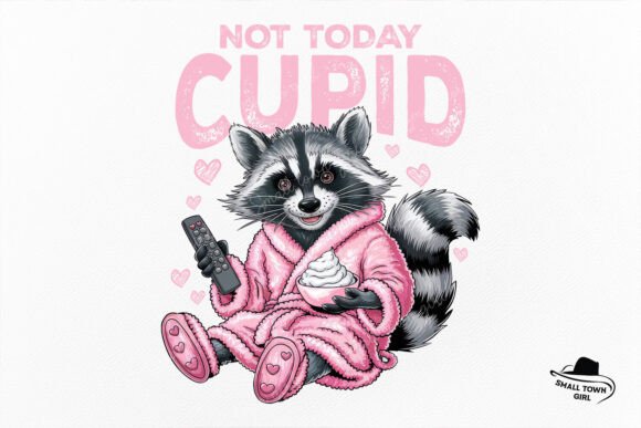 Not Today Cupid Raccoon: A Funny Valentine Design Asset