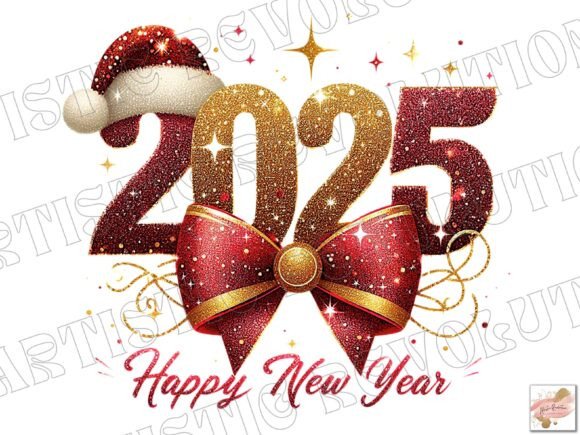 Red Glitter Happy New Year 2025 Png: Festive Design Assets