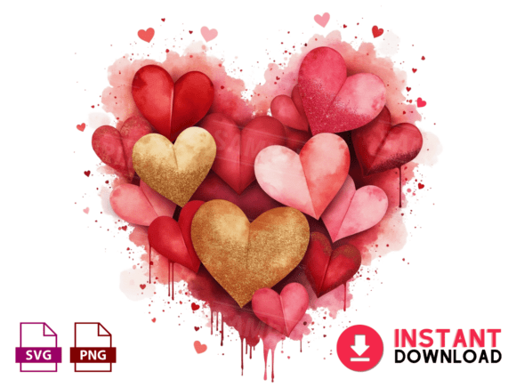 Watercolor Valentine Heart PNG: Modern Design Asset